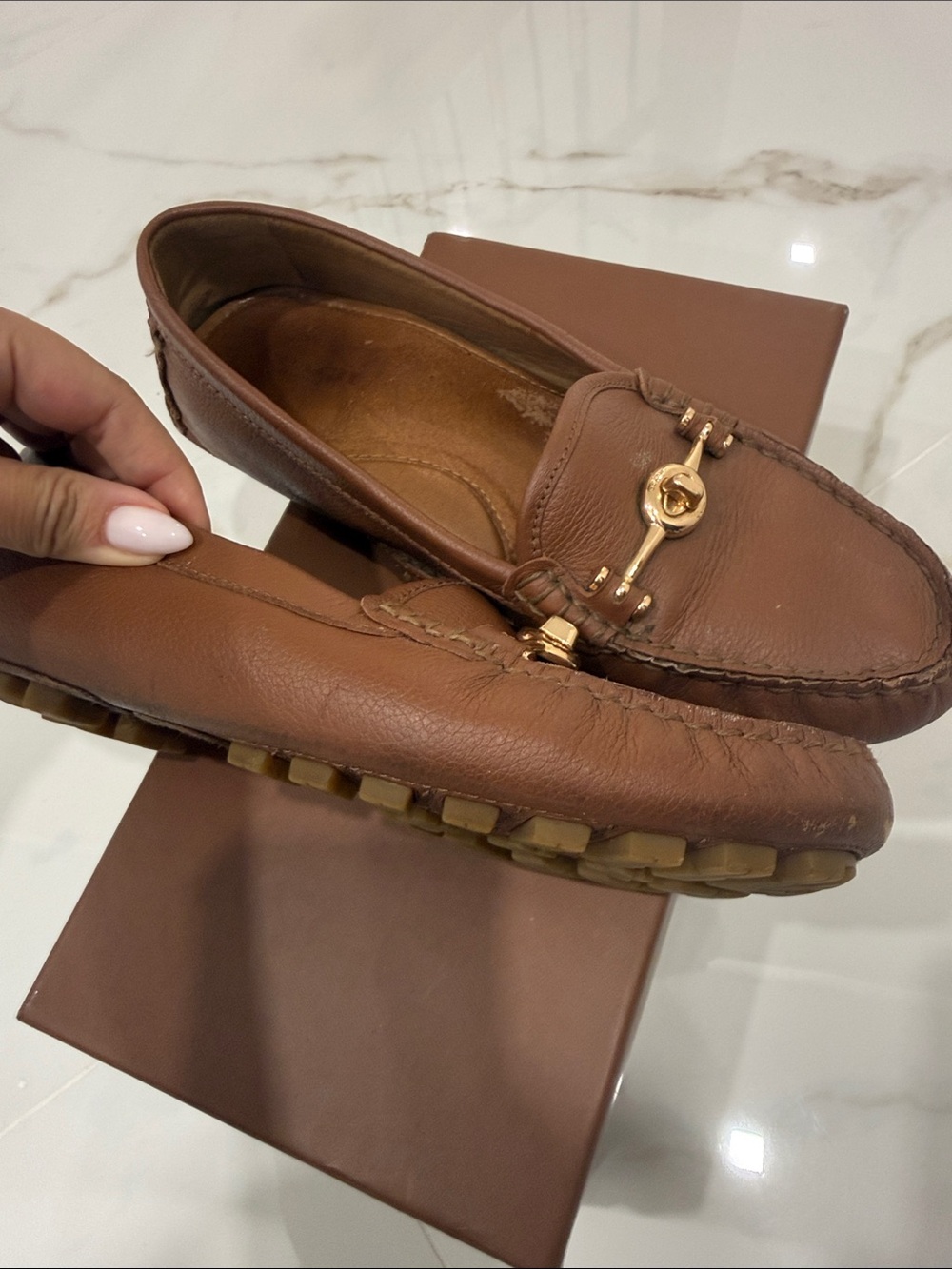 Coach Saddle Brown Leather arlene flats loafer Shoe - Picture 3 of 3